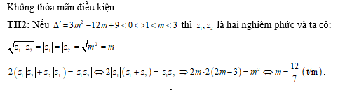 Trên tập hợp số phức, xét phương trình bậc hai z^2 - 2(2m - 3)z + m^2 = 0(với m là số thực) (ảnh 2)