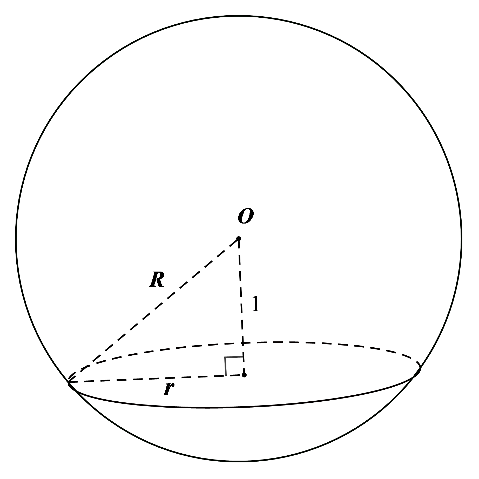 Cho mặt cầu (S) tâm O , bán kính R = 3. Một mặt phẳng (P) cắt (S) theo giao tuyến là đường tròn (C) sao cho khoảng cách từ tâm O đến  (ảnh 1)