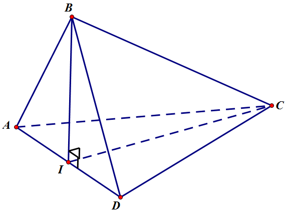 Cho tứ diện ABCD có các mặt bên ABC và BCD là các tam giác đều cạnh bằng 2, hai mặt phẳng (ABD) và (ACD) vuông góc với nhau (ảnh 1)