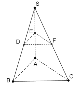 Cho tứ diện SABC. D, E, F là trung điểm các cạnh SA, SB, SC. Vị trí tương đối của (DEF) và (ABC) là (ảnh 1)