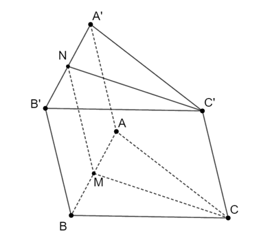 Cho hình lăng trụ ABC.A’B’C’. Gọi M, N lần lượt là trung điểm của các cạnh AB, A’B’. MNC’C là (ảnh 1)