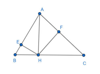 Cho tam giác ABC nhọn đường cao AH. E, F là hình chiếu của H lên AB, AC. Khi SAHE = 4cm2, SBHE = 1cm2. Tính AB biết EH = 2 cm. (ảnh 1)