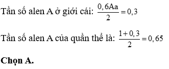 Thế hệ xuất phát của một quần thể có 100% cá thể đực  (ảnh 1)