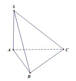 Cho khối chóp S.ABC có SA vuông góc với đáy, SA = 4, AB = 6, BC = 10 và CA = 8. Tính thể tích V của khối chóp S.ABC.  (ảnh 1)