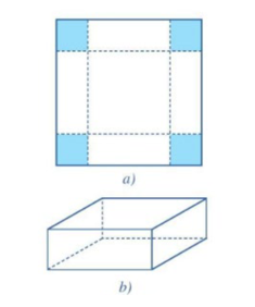 Từ một tấm bìa hình vuông người ta cắt ở bốn góc của tấm bìa đó bốn hình vuông bằng nhau, (ảnh 1)