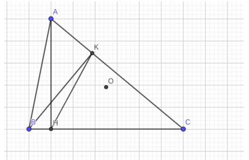 Cho tam giác ABC có góc C nhọn, AH và BK là hai đường cao, HK (ảnh 1)