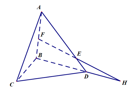 Có 4 điểm A, B, C, D không đồng phẳng. Lấy hai điểm E và F trên AD và AB sao cho EF không song song với BD. (ảnh 1)