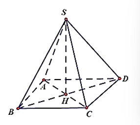 Cho hình chóp S.ABCD có đáy ABCD là hình vuông, H là tâm hình vuông ABCD, SH ⊥ (ABCD). (ảnh 1)