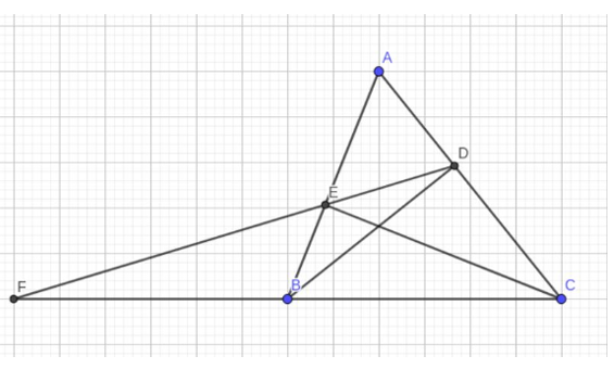 Cho tam giác ABC nhọn (AB < AC) có các đường cao BD và CE (ảnh 1)