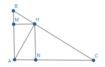 Cho tam giác ABC vuông tại A, đường cao AH biết BH = 3.6 cm; CH = 6.4 cm a) Tính AH, AB và số đo góc hca (ảnh 1)