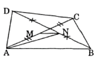 Cho tứ giác ABCD. M, N là trung điểm của AC và BD.  Chứng minh: AB2 + BC2 + CD2 + DA2 = AC2 + BD2 + 4MN2. (ảnh 1)