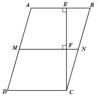 Cho hình bình hành ABCD với AD = 2AB. Từ C vẽ CE vuông góc với AB. Nối E với trung điểm M của AD. Từ M vẽ MF vuông góc với CE, MF cắt BC tại N. (ảnh 1)