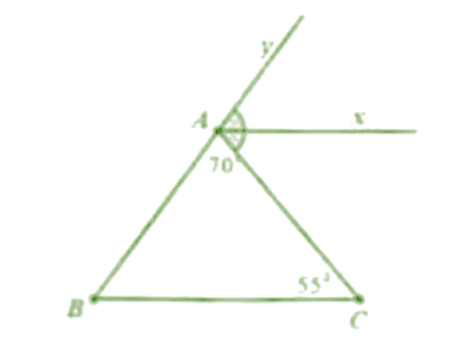 Cho BAC = 70°,  ACB = 55°, tia Ax là tia phân giác của góc yAC (ảnh 1)