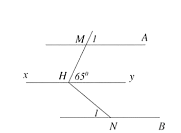 Cho hình vẽ có MA // xy, NB // xy; góc MAN = 105 độ. a) Tính góc m1. b) Tính góc n1 (ảnh 1)