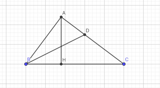 Cho tam giác ABC vuông tại A, đường cao AH. Biết BH = 1,8cm, HC = 3,2cm a) Tính AH, AB, AC. b) Tính góc B, C (làm tròn đến độ). (ảnh 1)