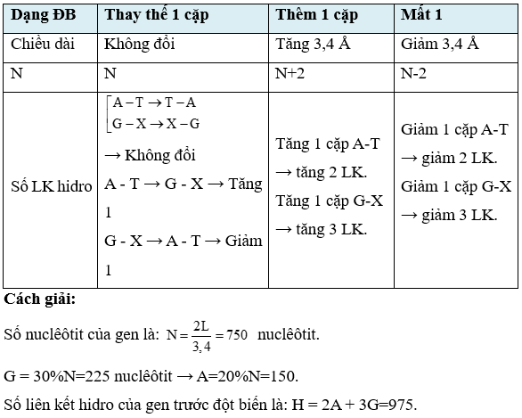 Một gen có chiều dài 0,1275 micrômet và có G = 30% (ảnh 1)