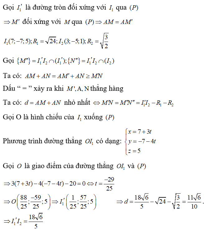 Trong không gian Oxyz, cho mặt phẳng (P) có phương trình (ảnh 1)