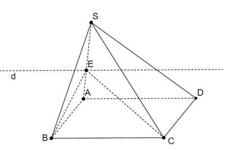 Cho hình bình hành ABCD và điểm S nằm ngoài (ABCD). E là một điểm bất kì thuộc cạnh SA. Giao tuyến của mặt phẳng (ECD) và (SAB) là (ảnh 1)