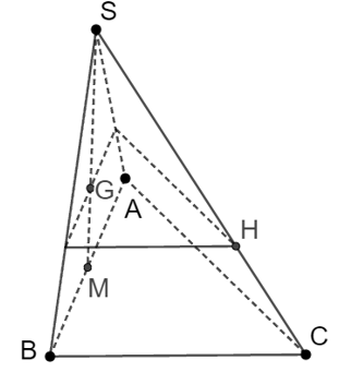 Cho hình chóp S.ABC, mặt phẳng (P) song song với (ABC) đi qua trọng tâm G của tam giác SAB và cắt SC tại H (ảnh 1)