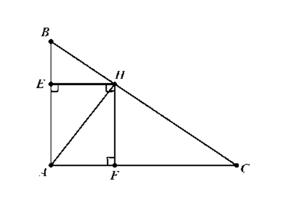Cho tam giác ABC vuông tại A, đường cao AH kẻ HE, HF lần lượt vuông góc với AB, AC (ảnh 1)