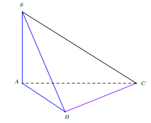Cho hình chóp S.ABC có đáy là tam giác vuông tại B, cạnh bên SA ⊥ (ABC). Góc giữa đường thẳng SC và mặt phẳng (SAB) là góc nào dưới đây? (ảnh 1)
