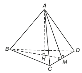 Cho tứ diện đều ABCD có cạnh bằng a. Khoảng cách từ A đến mặt phẳng (BCD) bằng (ảnh 1)