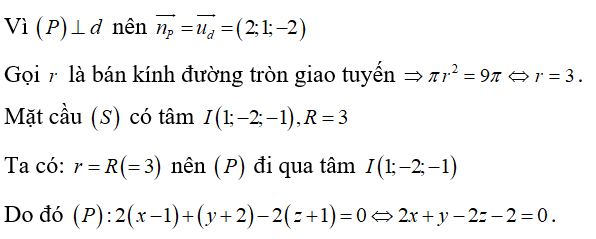 Trong không gian Oxyz, cho mặt cầu (ảnh 1)