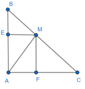 Cho tam giác ABC vuông cân tại A và điểm M thuộc cạnh BC. Chứng minh MB^2 + MC^2 = 2MA^2. (ảnh 1)