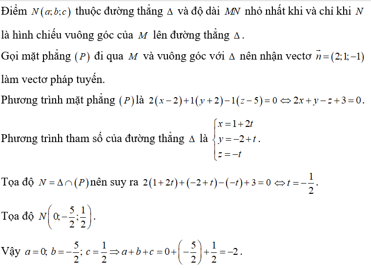 Trong không gian với hệ trục tọa độ Oxyz, cho đường thẳng (ảnh 1)