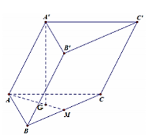 Cho hình lăng trụ ABC.A’B’C’ có đáy là tam giác đều cạnh a, đỉnh A’ cách đều ba đỉnh A, B, C. Cạnh bên AA’ tạo với đáy một góc 45°. Thể tích khối lăng trụ ABC.A’B’C’ bằng bao nhiêu?   (ảnh 1)