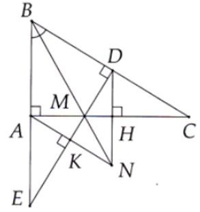 Cho tam giác ABC vuông tại A. Tia phân giác góc B cắt cạnh AC tại điểm M. Kẻ MD⊥BC (D∈ BC) (ảnh 1)