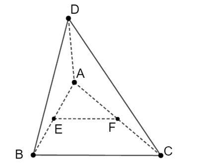 Cho tứ diện ABCD. Gọi E, E lần lượt là trung điểm của AB, AC. Vị trí tương đối của EF và (BCD) là (ảnh 1)