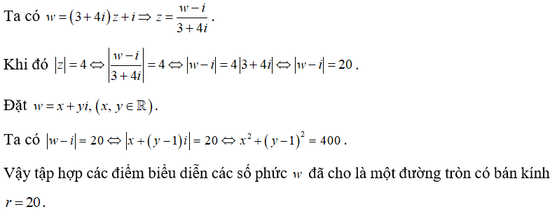 Cho các số phức z  thỏa mãn môdun z= 4  Biết rằng tập hợp các điểm biểu diễn các số phức (ảnh 1)