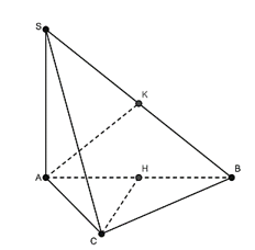 Cho hình chóp S.ABC có cạnh SA ⊥(ABC) và đáy ABC là tam giác cân ở C. (ảnh 1)