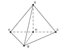 Cho hình chóp S.ABC có SA = SB = SC và tam giác ABC vuông tại B. Vẽ SH ⊥ (ABC), H ∈ (ABC). (ảnh 1)