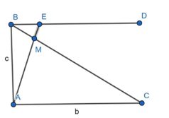 Cho tam giác ABC vuông tại A, AC = b, AB = c. Lấy điểm M trên cạnh BC sao cho (ảnh 1)