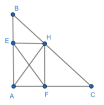 Cho tam giác ABC vuông tại A. Kẻ AH vuông góc với BC: a) Chứng minh: AB2 + CH2 = AC2 + BH2. b) Trên AB lấy E, trên AC lấy điểm F. Chứng minh: EF < BC. c) Biết AB = 6cm; AC = 8cm. Tính AH, BH, CH. (ảnh 1)