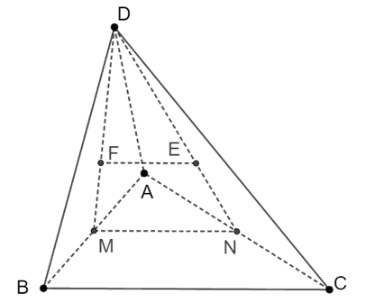 Cho tứ diện ABCD. Gọi E, F là trọng tâm các tam giác ACD và ABD. Vị trí tương đối của EF và ABC là (ảnh 1)