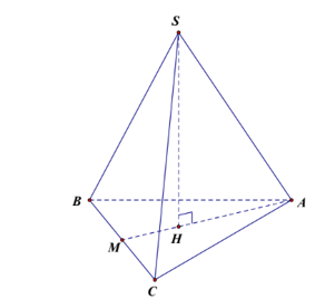 Hình chóp tam giác đều S.ABC có cạnh bên bằng cạnh đáy. Đường thẳng SA vuông góc với đường thẳng nào sau đây? (ảnh 1)