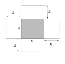 Một hộp không nắp được làm từ một mảnh bìa các tông như hình vẽ. Hộp có đáy là một hình vuông cạnh x (cm), (ảnh 1)