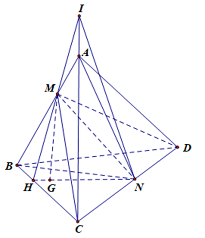 Cho tứ diện ABCD và điểm M thuộc AB và N thuộc CD; điểm G nằm trong tam giác BCD. Tìm giao tuyến của (GMN) và (ACD). (ảnh 1)