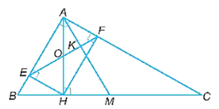 Cho tam giác ABC vuông tại A, đường cao AH. Gọi E, F lần lượt là chân các đường vuông góc hạ từ H xuống AB (ảnh 1)