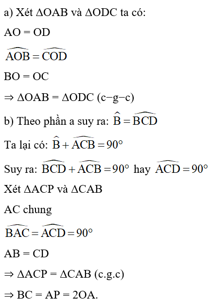 Cho tam giác ABC vuông tại A. Gọi O là trung điểm của BC. Trên tia đối của tia OA (ảnh 2)