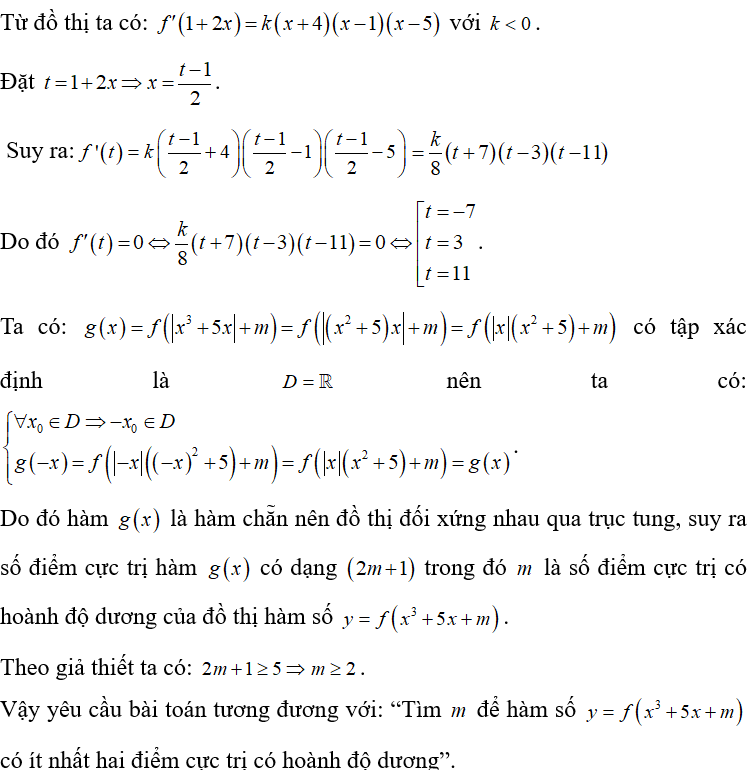 Cho hàm số y=f(x)= ax^4 +bx^3 +cx^2 +dx +e, (ảnh 1)