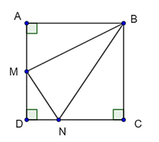 Cho hình vuông ABCD có M là trung điểm AD N thuộc CD sao cho NC = 2ND tính góc bmn (ảnh 1)