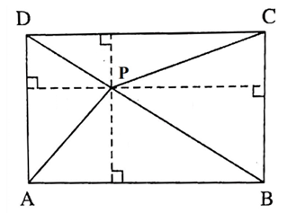 Cho P là 1 điểm bên trong hình chữ nhật ABCD sao cho PA = 3cm, PD = 4cm, PC = 5cm. Hãy tính độ dài đoạn thẳng PB? (ảnh 1)