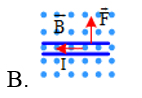 Hình nào biểu diễn đúng hướng lực từ tác dụng lên một đoạn dây dẫn thẳng mang dòng điện I có chiều (ảnh 2)