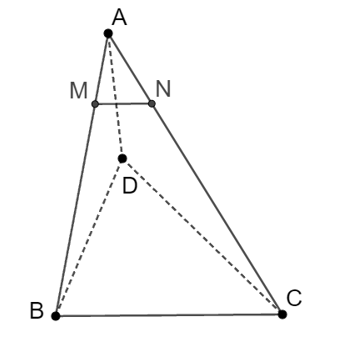 Cho tứ diện ABCD; lấy điểm M trên cạnh AB sao cho:  AM/AB=1/4. Trên cạnh AC lấy điểm N sao cho MN // (BCD).  (ảnh 1)