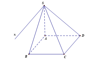 Cho hình chóp S.ABCD có đáy ABCD là hình vuông cạnh a. Cạnh SA vuông góc với mặt phẳng đáy (ảnh 1)