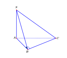 Cho hình chóp S.ABC có đáy ABC vuông cân tại B, AB = BC = a, SA= a căn3 , SA ^ (ABC). Số đo của góc phẳng nhị diện [S, BC, A] là (ảnh 1)